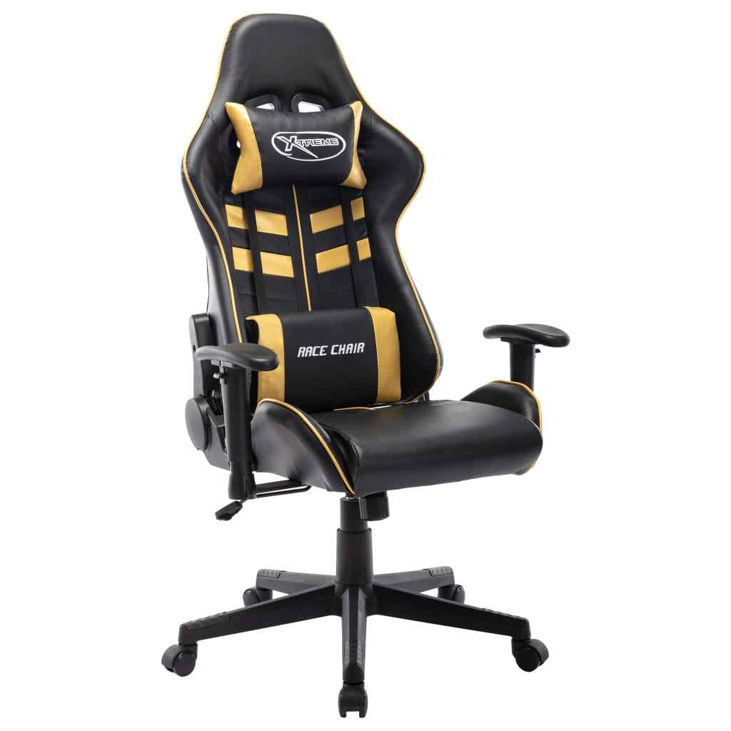 vidaXL Cadeira de gaming couro artificial preto e azul